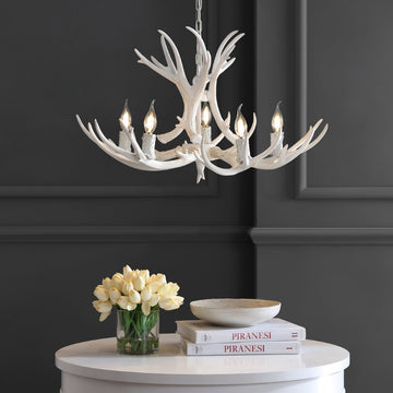 Eldora Adjustable Resin Antler LED Chandelier - JONATHAN Y